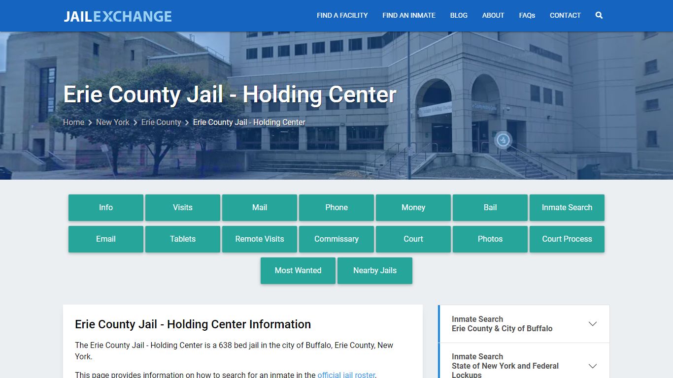 Erie County Jail - Holding Center, NY Inmate Search, Information